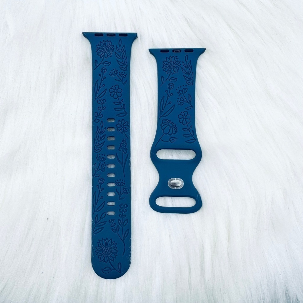 New Navy Floral Design Watch Bands For Apple Watch Series 42mm 44mm 45mm 49mm - Picture 4 of 6